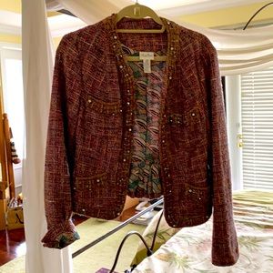 Tracy Reese 10 Tweed crystal beaded lined Blazer